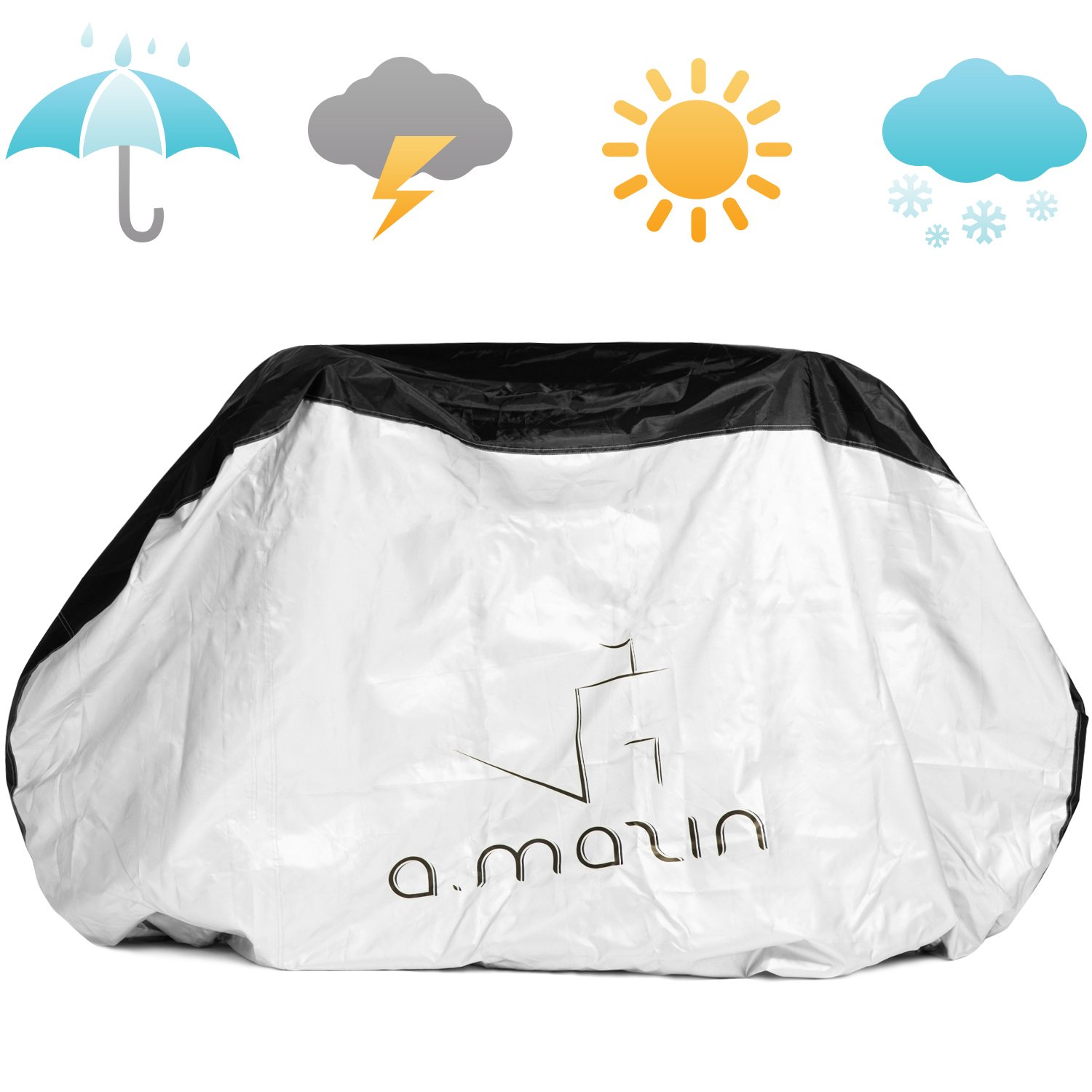 Fahrradabdeckung: Wasserdicht, 300D Oxford, Nylon, Für Zwei Fahrräder mit Befestigungsschnalle und eine Aussparung für das Fahrradschloss, inklusive Eines Aufbewahrungsbeutels