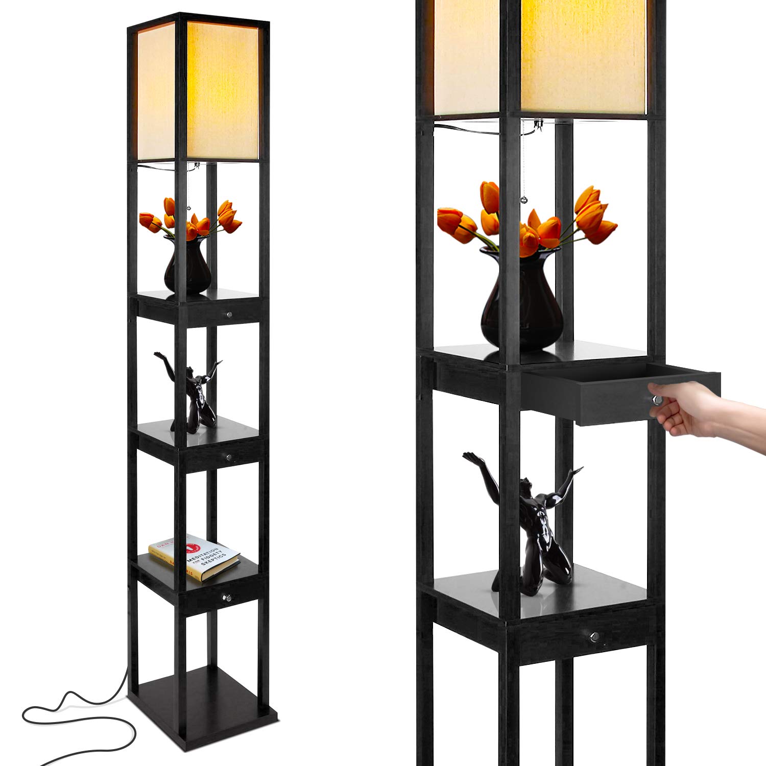 Maxwell Drawer Edition - Shelf & LED Floor Lamp ...