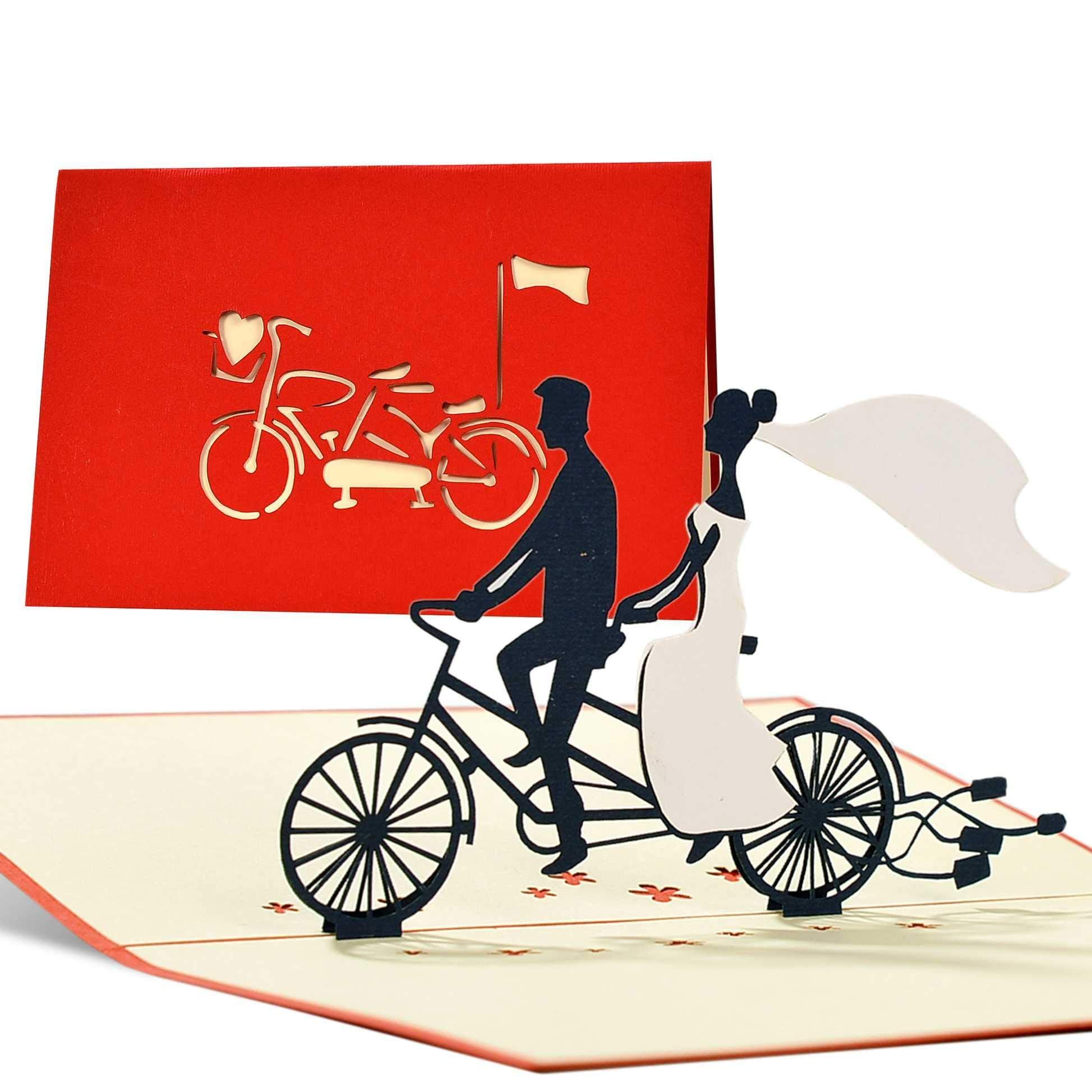 Beautiful anniversary cards red for husband and wife, unique, unusual Happy Wedding Anniversary card, pop up, 3D, handmade, unique, blank, with envelope, L17AMZ