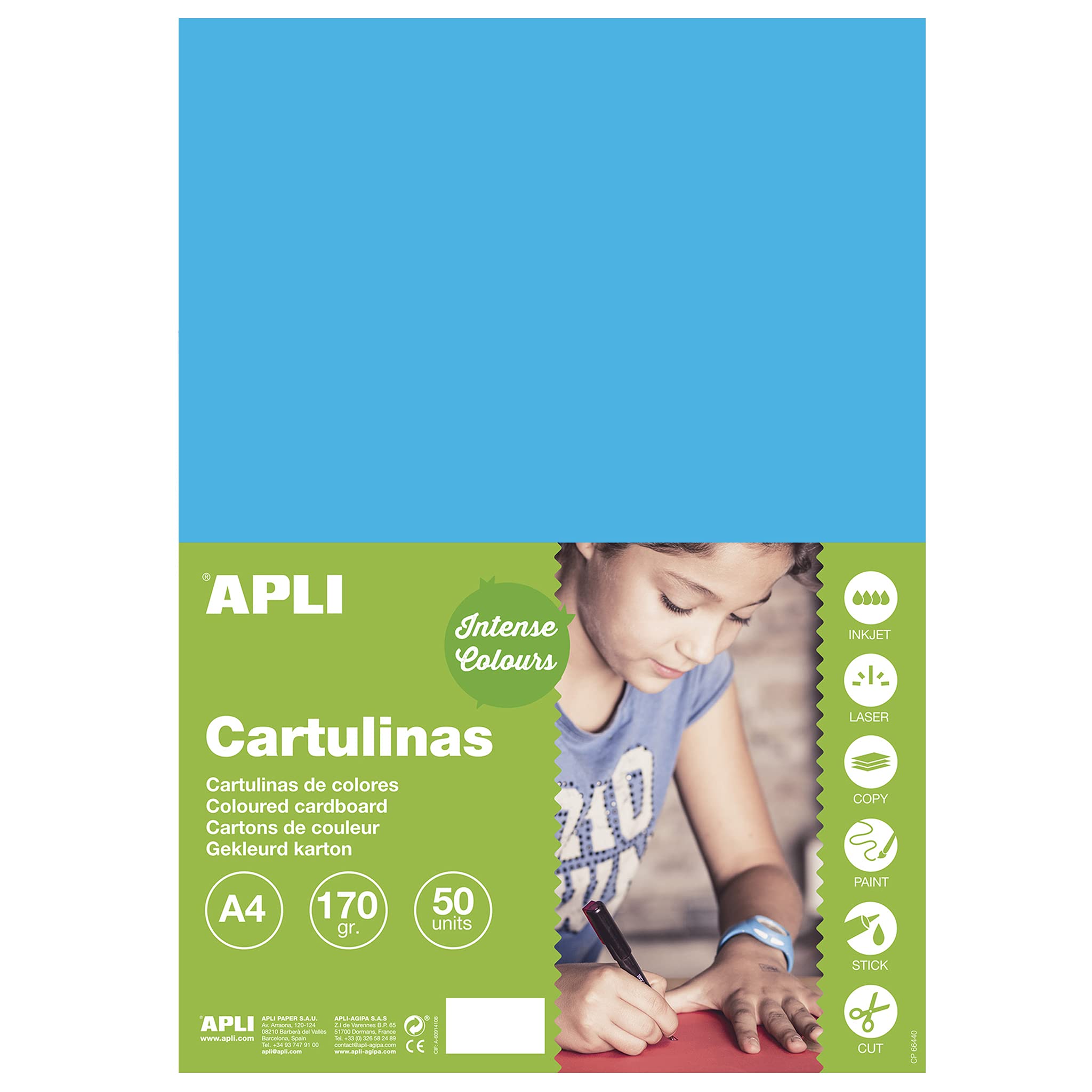 APLI 16502 - Medium Blue Card A4 170 g 50 Sheets