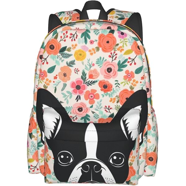 3283 Boston Terrier Dog Small Backpack Purse Travel Bag Lightweight Ready to go back to school with a backpack full of treats to  main image 4