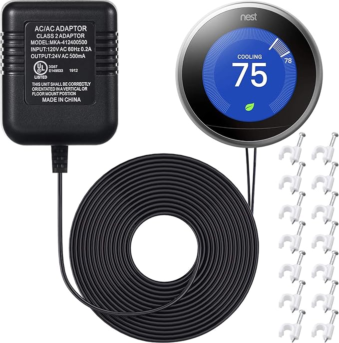 C Wire Adapter for Thermostats 24 Volt Transformer Compatible with Nest