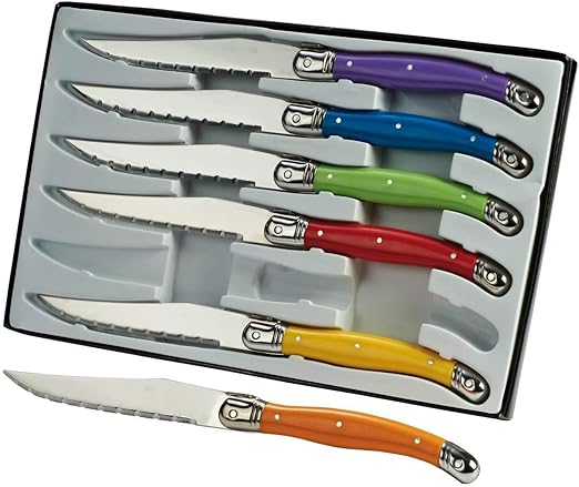 Amazon.de: Steakmesser Set Laguiole 6 Teilig Messerset Bunt