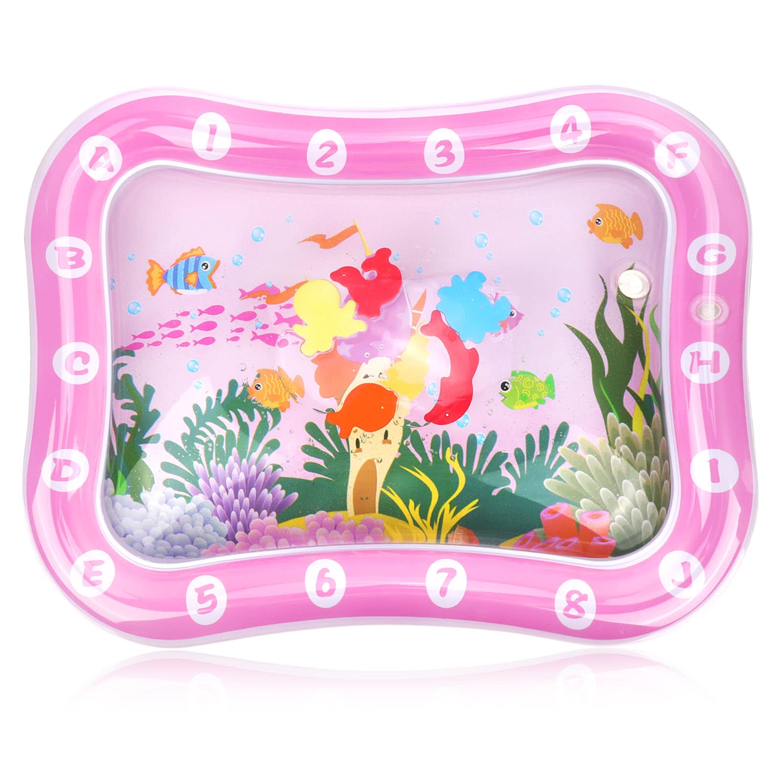 Inflatable Tummy Time Premium Watermat Infants & Toddlers, Rectangle Kids Play Patted Pad with Pump, Play Activity Center for Baby's Stimulation Growth Baby Stuff for Newborn Toys(Pink Castle)