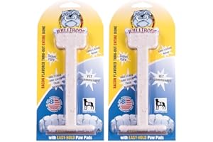Bullibone Nylon Dog Chew Toy Nylon Bone - Improves Dental Hygiene, Easy to Grip Bottom, and Permeated with Flavor (Bacon, Large - 2 Pack)