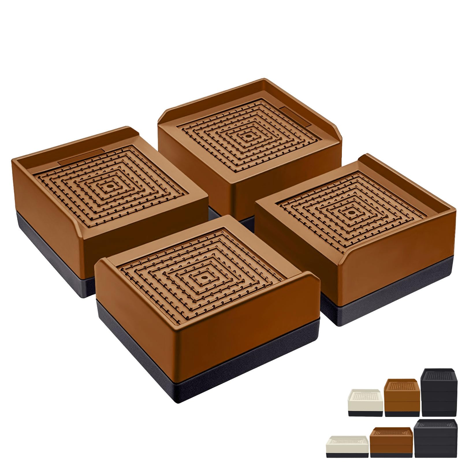 Photo 1 of ANNKUT Bed Furniture Risers 1.5 inch, Square Adjustable Risers Blocks for Bed Sofa Table and Couch Lifting?Heavy Duty Support Up to 1,300 Lbs (4 Pack-Brown)
