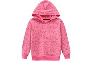 Tkria Toddler Girls Hoodies Heart Sweatshirt Kids Casual Pullover Fleece Sweater Long Sleeve Shirts Winter Outwear Size 2-7T