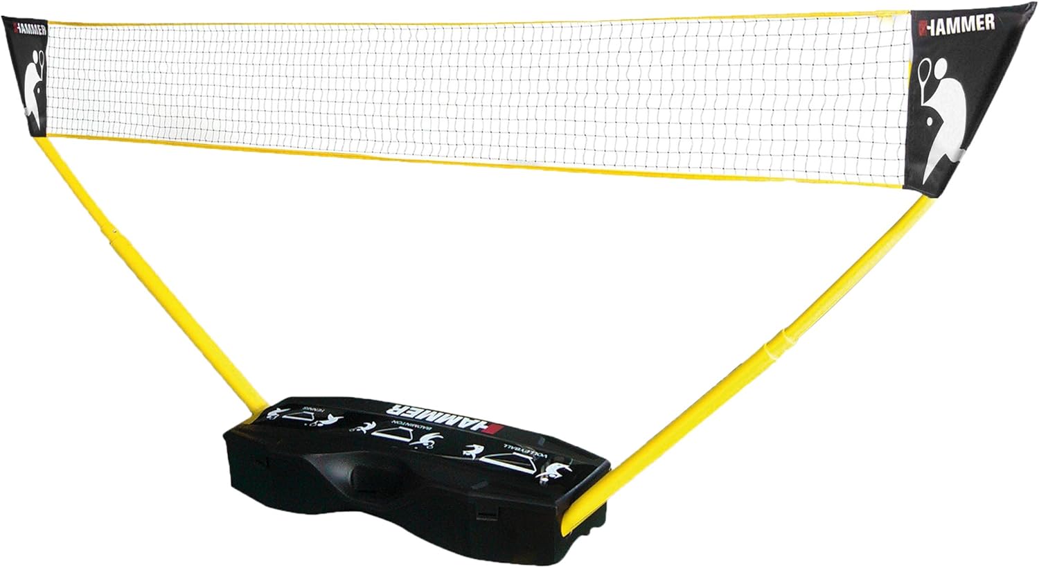 Hammer 2021-3-in-1 Net Set for Volleyball Badminton and Tennis, yellow|red|beige|black