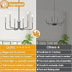 6-Light Farmhouse Chandelier for Dining Room