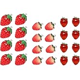 24PCS Strawberry Resin Pendants Charms, 3 Styles Resin Pendant with Iron Loop, Cute Fruit Charms Ornament, 3D Simulation Fruit Pendant Charms for Necklace Bracelet Earrings Jewelry Making DIY Crafts