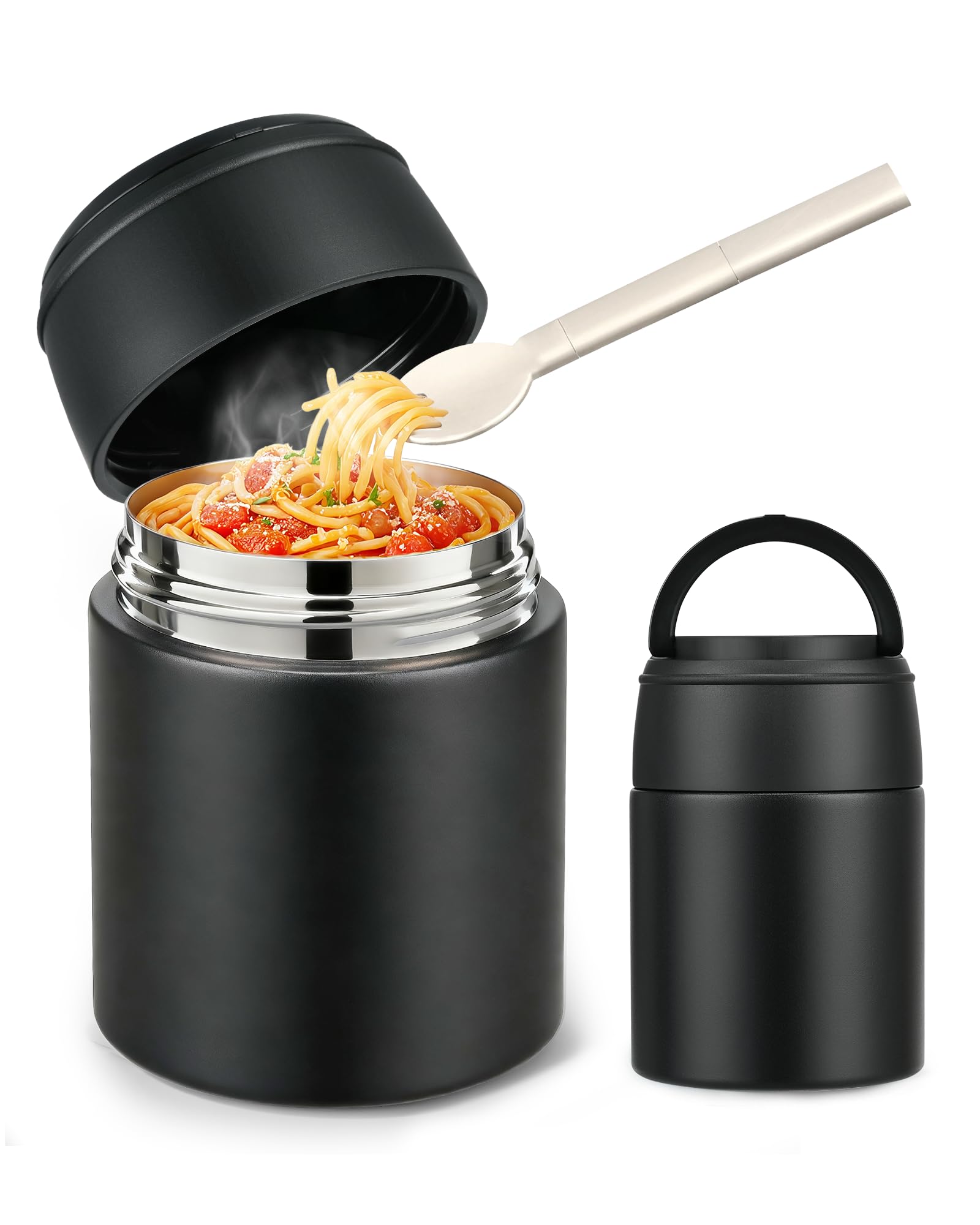 Photo 1 of 10oz Soup Thermo for Hot Food Kids Insulated Food Jar with Spoon Wide Mouth Stainless Steel Lunch Container Leak Proof Vacuum Food Box for School Travel Picnic Black