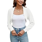 Ivicoer Women's Cardigan Bolero Shrugs for Evening Dress Long Sleeve Lightweight Cropped Open Front Casual Knit Top