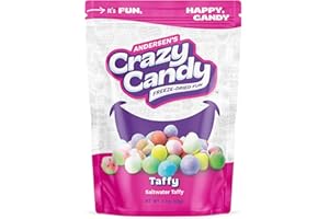 ANDERSEN'S CRAZY CANDY FREEZE-DRIED FUN Crazy Candy Freeze Dried Taffy - Salt Water Taffy Transformed, Light Crispy Texture Sweet Candy, 2.4oz Resealable Bag, Made in USA