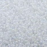 Crystal Lined White AB Miyuki Japanese round rocailles glass seed beads 11/0 Approximately 24 gram 5 inch tube