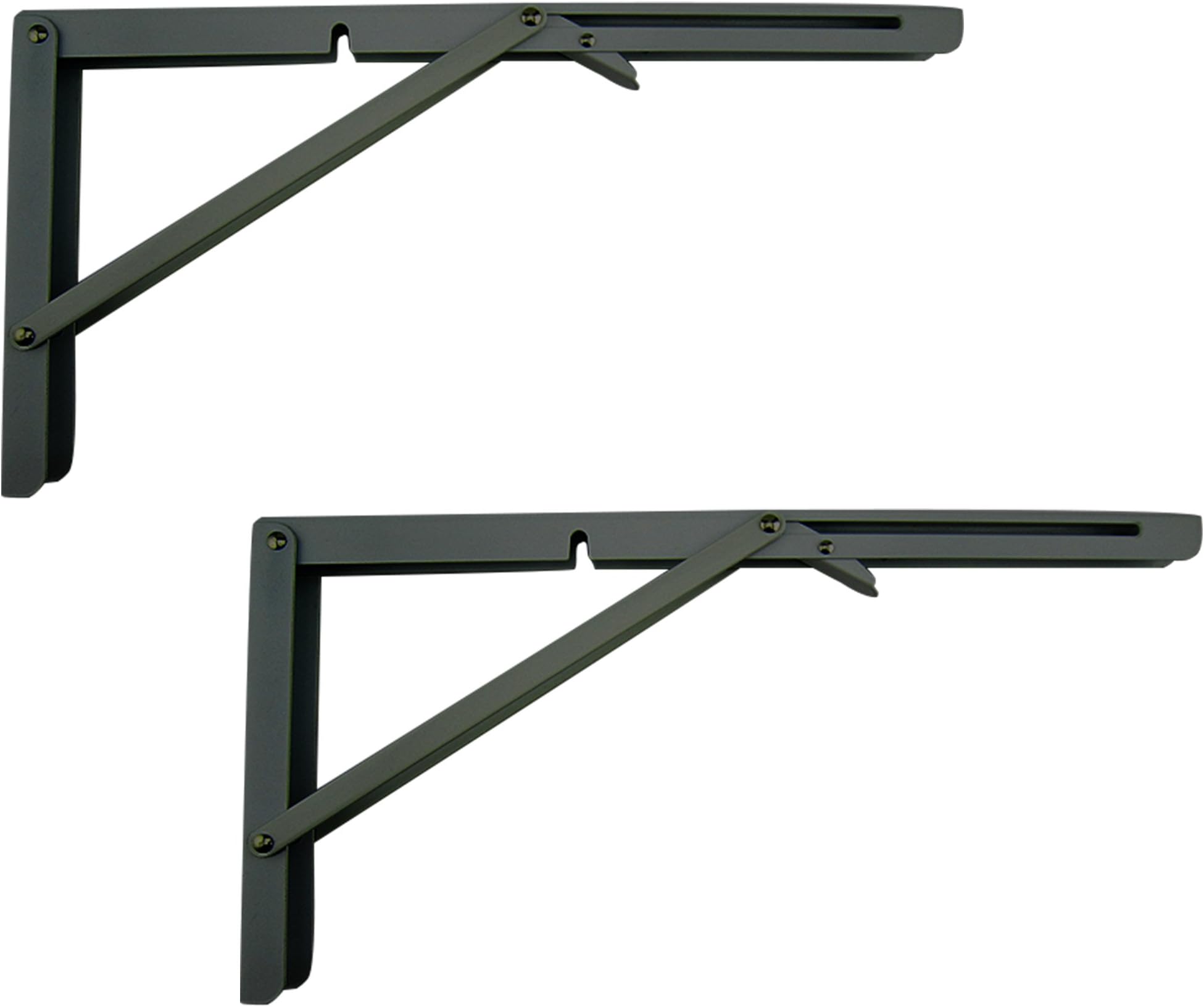 MechWares Folding Bracket for Shelves Tables Long Release Space Saving for Standing Desk Wall-Mounted Drop-Leaf in Kitchen | Laundry Room | Garage | Boat | RV (Black 1 Pair/2Pcs) (40cm)