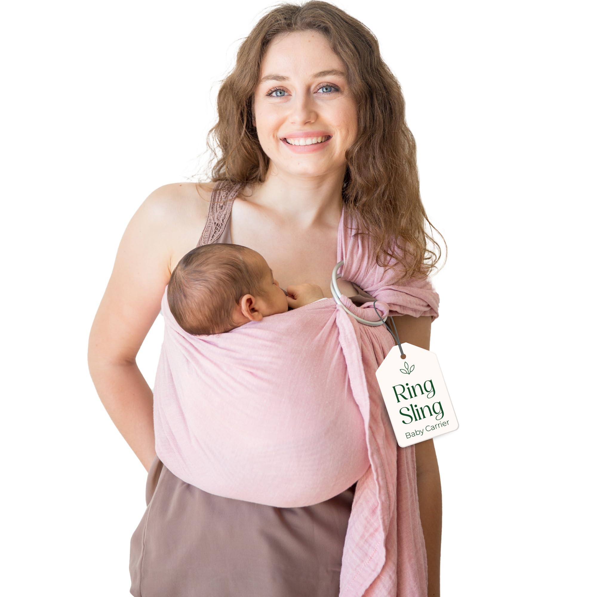 Photo 1 of Ring Sling Baby Carrier - USA Lab Tested, 100% Natural Cotton Muslin, Breathable & Ergonomic Ring Sling Rose