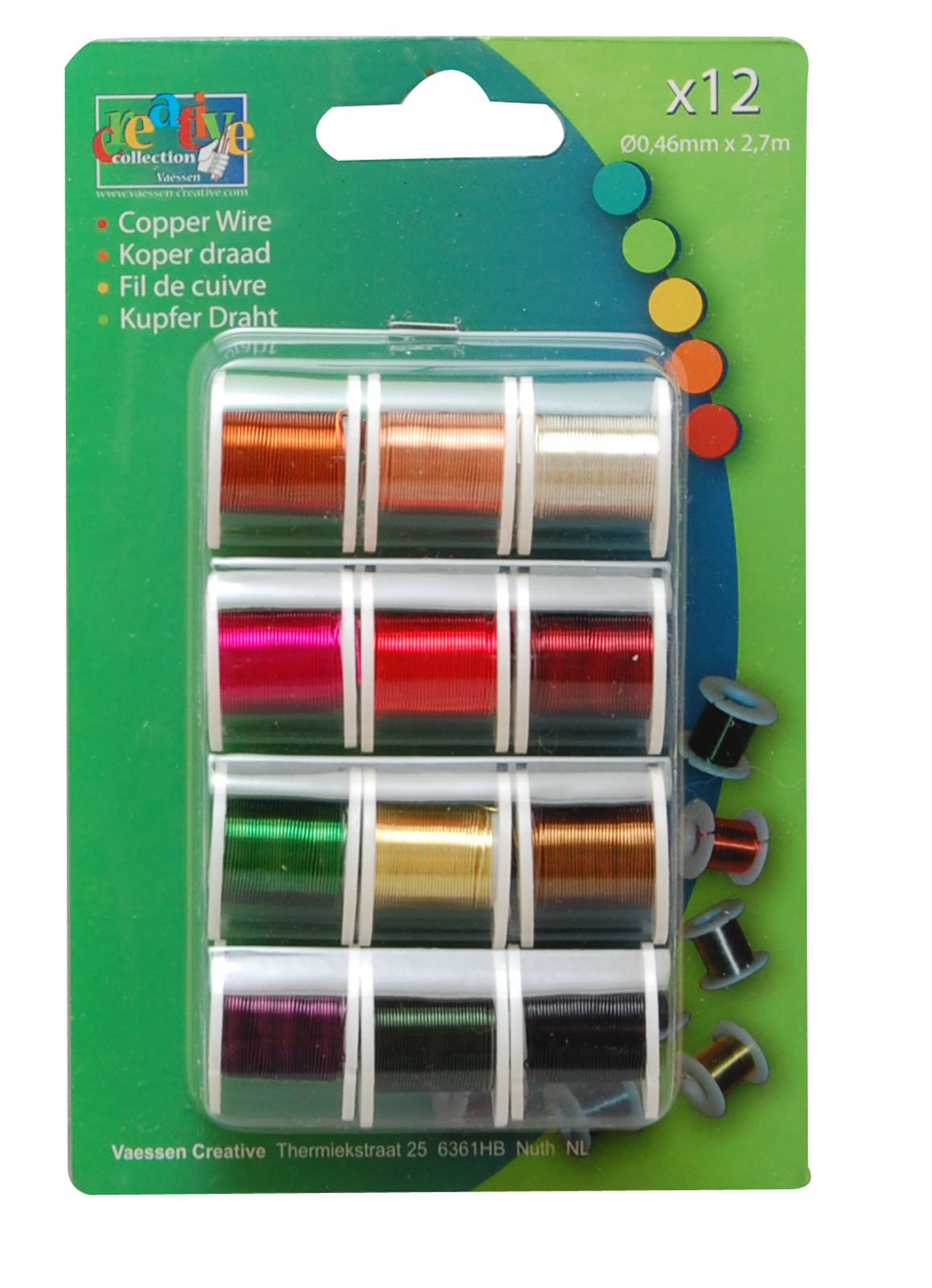 Vaessen Creative Copper Wire Dark 12x2.7m-0.46mm, Multi-Colour, 2x2.5x2.5 cm
