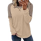 Angerella Womens Long Sleeve Shirts Casual Crewneck Sweatshirt Loose Fitting Tops Tshirt