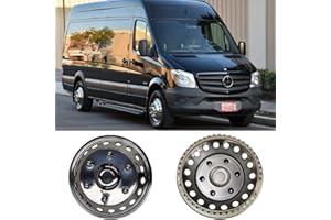 Deebior K16AF 16" Front Polished Stainless Steel Dually Wheel Simulator,2pc Snap on Single Rear Wheel Hubcaps,6 Lug 18 Hand Hole Wheel Cover for 2012-2021 Dodge,Mercedes and Freightliner Sprinter Van