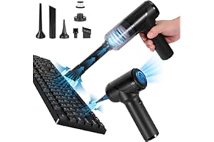 TOBTOS Cordless Keyboard Cleaner, Compressed Air Duster, Blower and Vacuum 3-in-1, USB Rechargeable Electric Air Duster for Car, Computer, Home and Office Dust Cleaning