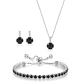 UDYLGOON Bridesmaid Jewelry Set Round Cubic Zirconia Earrings Necklace Bracelet Set for Women Wedding Party Prom Daily
