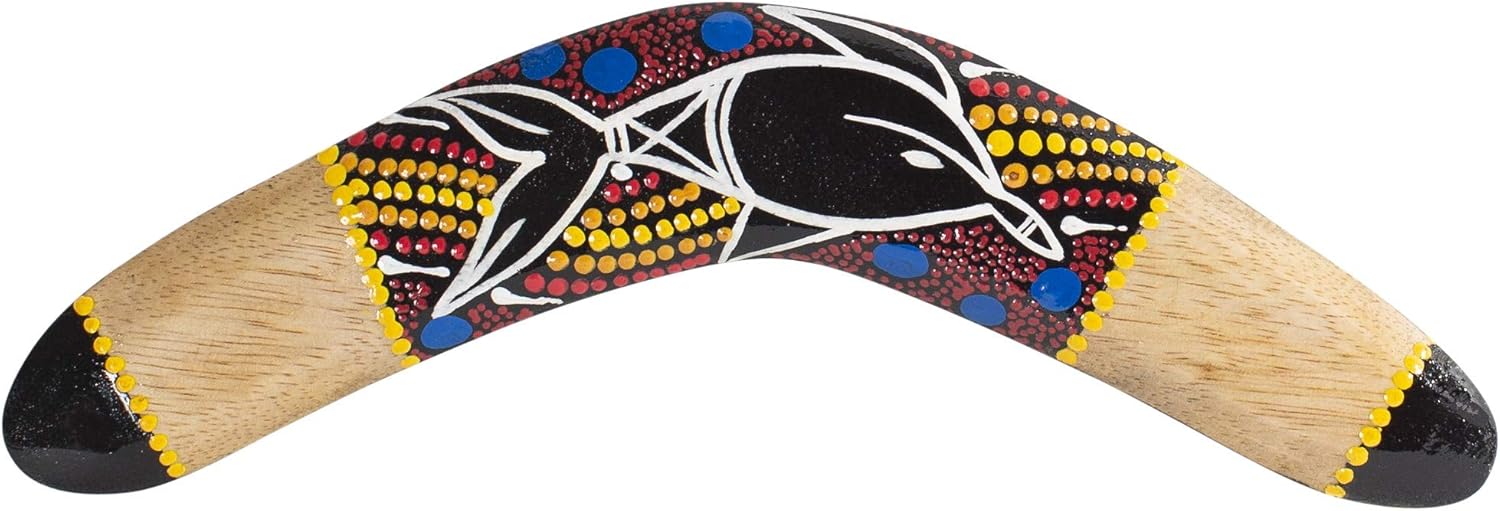 Australian Treasures - Handcrafted boomerang 11.8'' - Dolpin - handpainted - wood - boomerang for kids