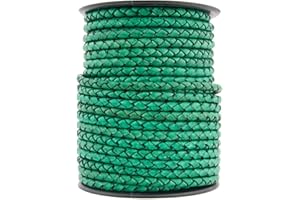 Xsotica Braided Bolo Round Leather Cords-5.0 MM Cord for Jewelery Bracelet & Necklace Making (Sea Green Natural, 1 Meter)