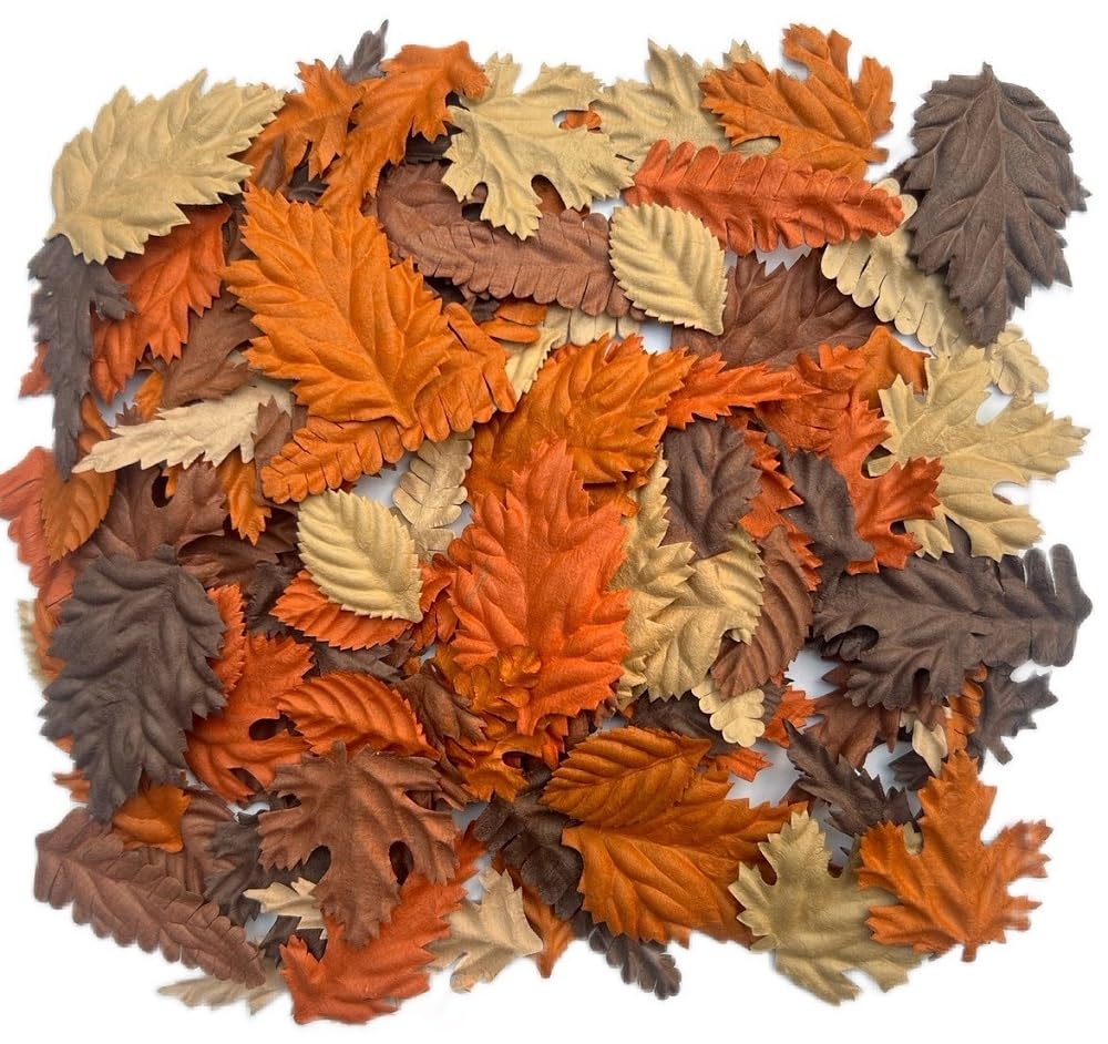 Photo 1 of 100 pcs Mulberry Paper Leaves DIY Craft Scrapbooking Wedding DIY Craft Supplies Card Mixed Leaves (Mixed Brown Tone)
