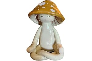 CYjorkbgg Meditation Mushroom Resin Statue - Cute Meditation Mushroom Statue for Desk Living Room Resin Figurine for Home Patio Office Decoration Cute Plant Statues for Tabletop Garden Backyard Decor