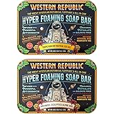 Western Republic Hyper Foaming Soap Bar | Birchwood, Eucalyptus & Alpine Sage and Tropic Rum & Nautical Sea Salt | Hydrating & Anti-Aging Ingredients | (2 Pack) | Made in USA