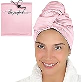 Microfiber Hair Towel Wrap for Women – Large Fast Drying Hair Towel with Patented Clip – Anti-Frizz, Super Absorbent, Silky Smooth Microfiber – Plopping Hair Wrap for Curly, Wavy & Straight Hair