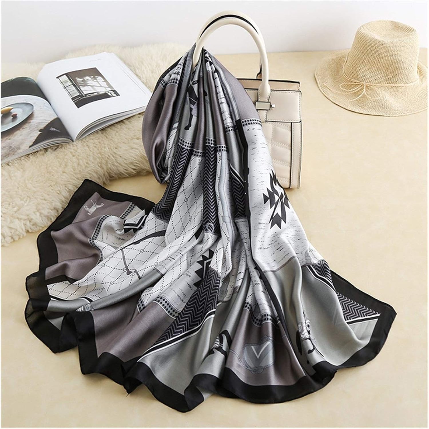 Scarf Silk Satin Silk Scarf Ladies Long Decorative Sun Shawl Travel