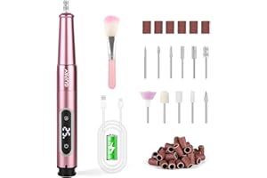 GUPAY Electric Nail Files Cordless Professional Nail Drill Machine for Acrylic Nails Gel with 5 Speeds Portable Rechargeable File Manicure Pedicure Kit Gifts for Girl Women Beginners