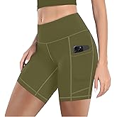 MIRITY High Waist Workout Biker Shorts with Pockets for Women - Buttery Soft Workout Yoga Shorts Pack of 1