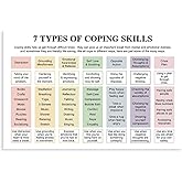 7 Types of Coping Skills Banner Mental Health Wall Decor Therapy Canvas Poster Inspirational Wall Art Decor for Classroom Therapist Therapy Counseling Office Playroom Unframe-style12x18inch(30x45cm)