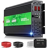 3000W Power Inverter 12V DC to 110V/120V AC Converter, 6000W Peak, LCD Display & Remote Control, Dual AC Outlets & 3.4A USB P