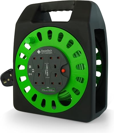 Desiretech 18m 4-Socket Extension Lead Heavy Duty Cable Reel 13A 4-Way