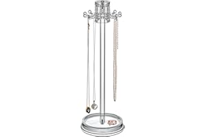 Amazing Abby - Temptation - Necklace Holder Stand with Spinning Hook Design, Jewelry Organizer Stand, Bracelet Tree Display, Perfect Storage Solution for Necklaces, Bracelets, Rings, and More
