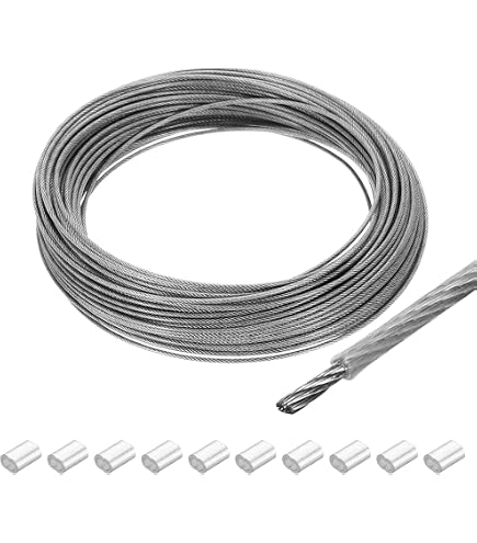 Câble Acier Gainé Vinyle 10m + 20 Manchons - Pour Suspensions, Décorations, Corde à Linge... - 7