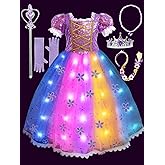 UPORPOR Light Up Princess Dress Up Clothes LED Halloween Girls Costume Pink Purple Christmas Kids Party Dresses Toddler
