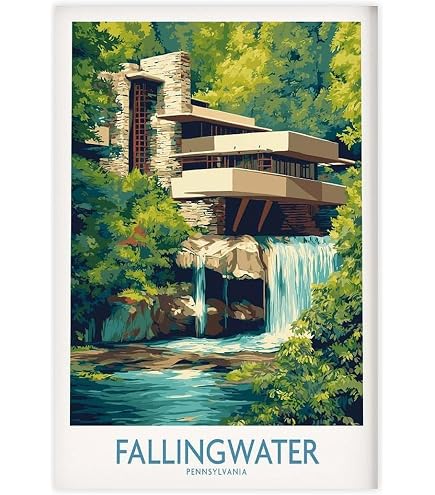 Amazon.com: Frank Lloyd Wright Falling Water: 24x48 Extra Large