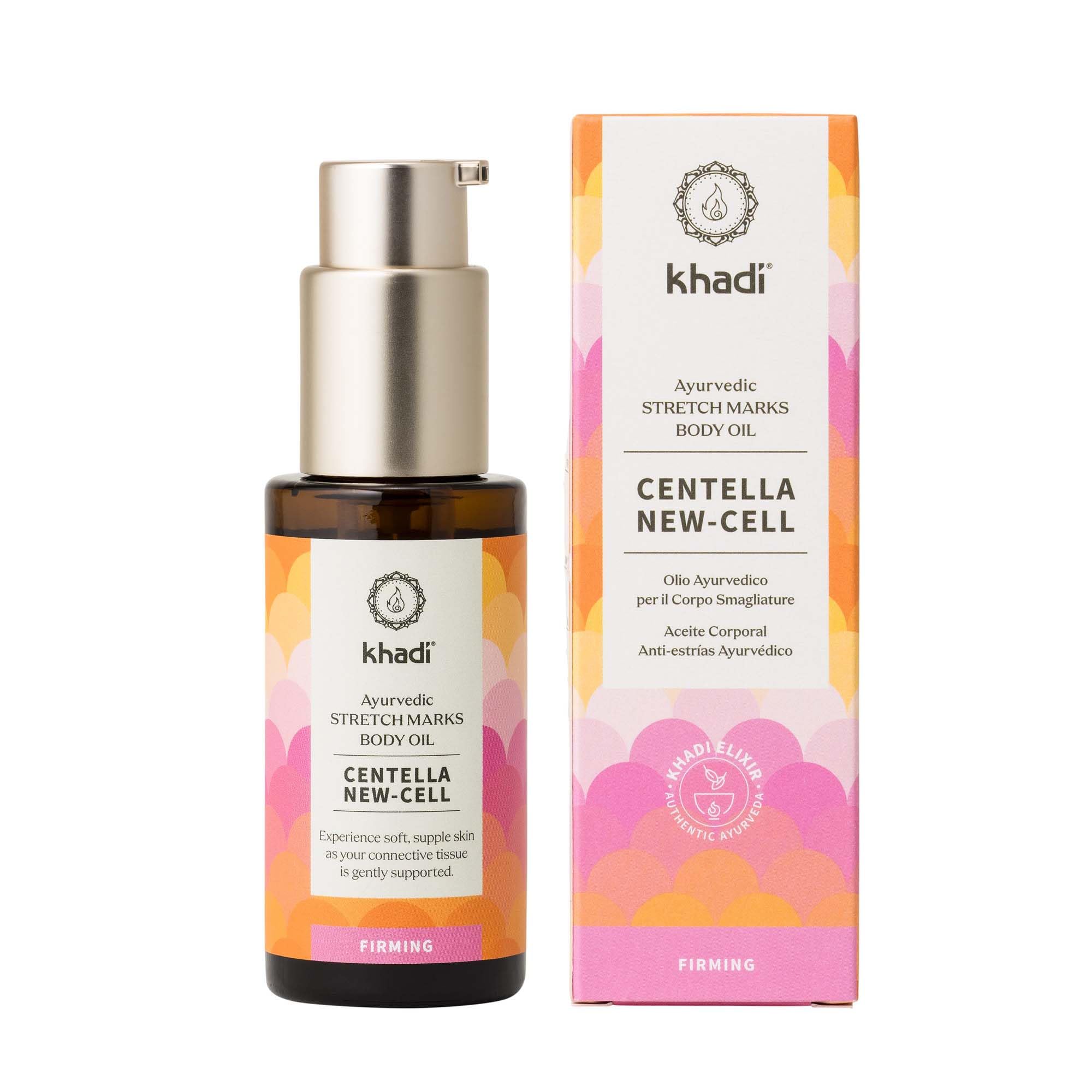 khadi CENTELLA NEW-CELL Ayurvedic Elixir Skin & Soul Oil, Skin & Body Oil, Trust in the intuition of your connective tissue, 100% herbal, natural & vegan, Certified Natural Cosmetics, 50ml