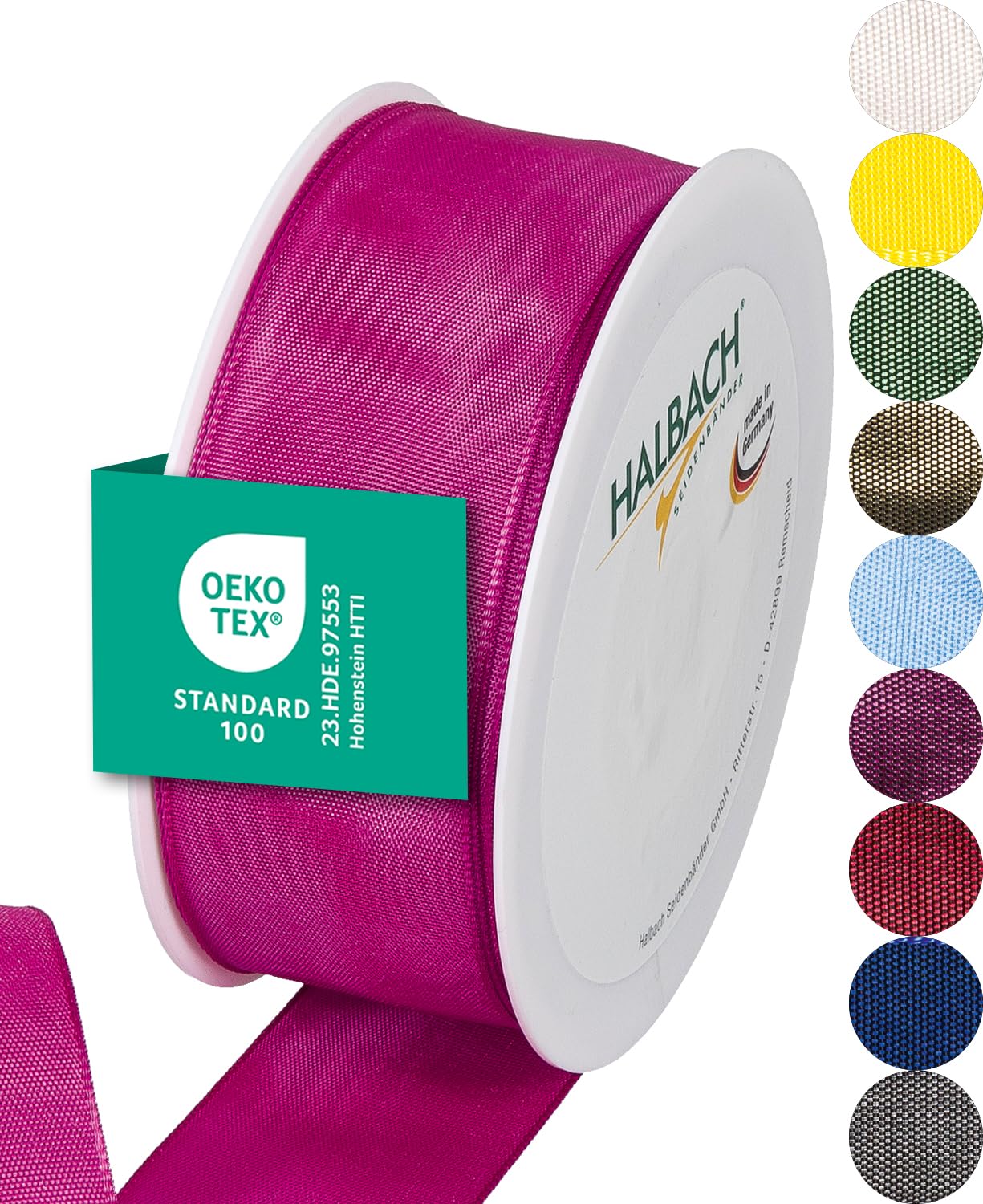 Halbach Seidenbänder Gift Ribbon, 100% Acetate, Pink, 40 mm
