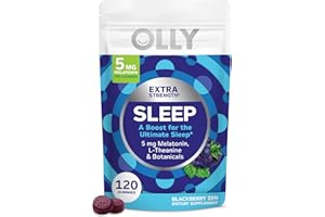 OLLY Extra Strength Sleep Gummy, 5 mg Melatonin, L-Theanine, Chamomile, Lemon Balm Extracts, Sleep Aid, BlackBerry Flavor - 120 Count