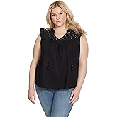 Jessica Simpson Womens Alisha Boho Ruffle Cap Sleeve Tie Front Pullover Top Plus Size