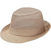 Summer Mesh Fedora Panama Straw Hats for Men Women Short Brim Trilby Hat Adjustable Sun Hat