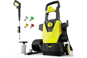 FIOCCO Electric Pressure Washer, 5000PSI 3.0GPM Power Washer Electric Powered with 20FT Hose, Foam Cannon, High Pressure Cleaner Machine for Cars, Patios, Driveways, Fences, Yellow