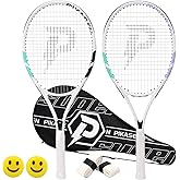 PIKASEN 27 Inch Tennis Rackets for Adult Recreational 2 Players Tennis Rackets Set with 2 Overgrips and 1 Tennis Bag. Perfect for Beginners and Students Training