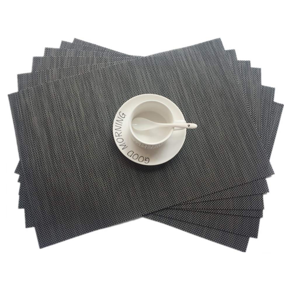 Addfun®Table Mats Set of 6,New PVC Insulation Non-slip Insulation Washable Placemats Brown