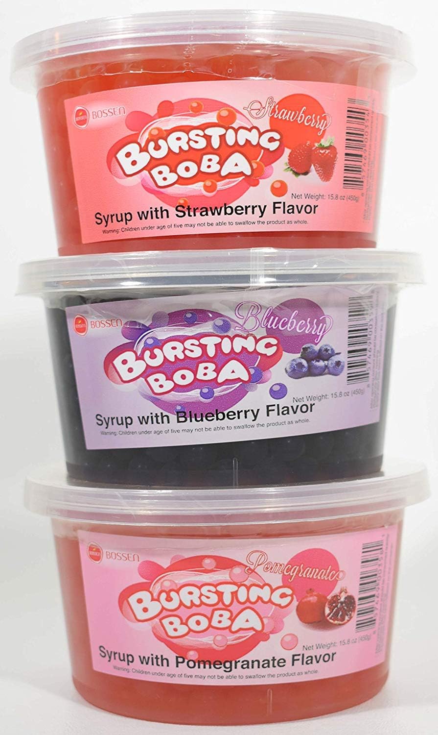 Bursting Popping Boba Berry Fun Pack - Strawberry, Blueberry, Pomegranate - PACK OF 2